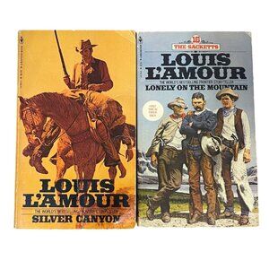 2 Louis L'Amour Books Paperback Western VTG Fiction Silver Canyon Lonely On The